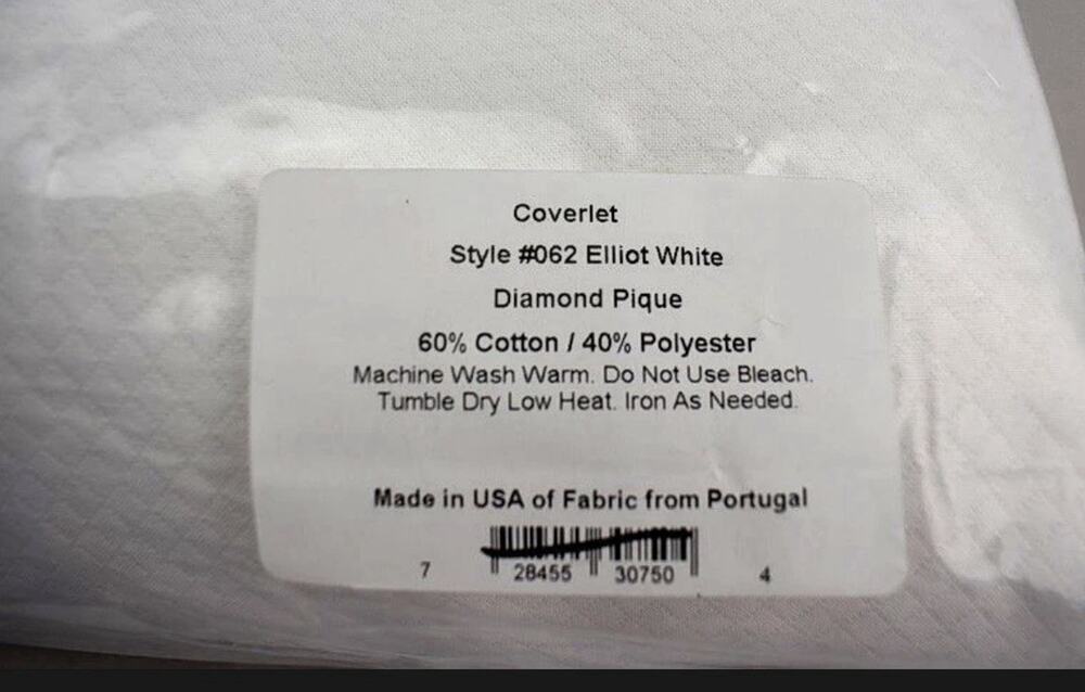 Matouk Elliot Diamond Pique TWIN Coverlet Bone